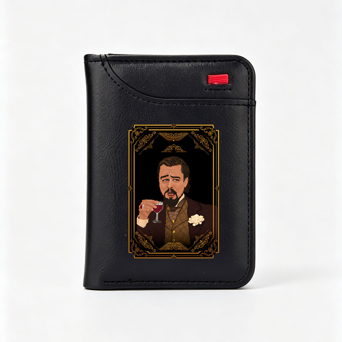Dapper Gentleman with Wine Glass in Ornate Frame - Vertical Style Wallet