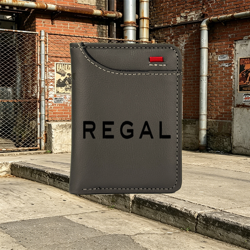 Unisex Vertical Wallet with Regal Logo Print - Sleek & Stylish Money Clip Design for Daily Use, Perfect for Students, Professionals, and Urban Lifestyle Enthusiasts