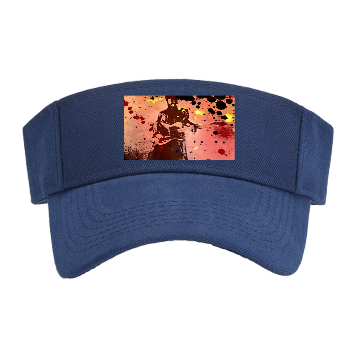 Guitarist Silhouette in Abstract Splash Art -  Visor cap