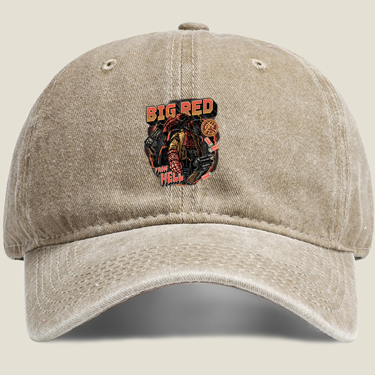 Big Red from Hell - Washed Denim - Baseball Cap