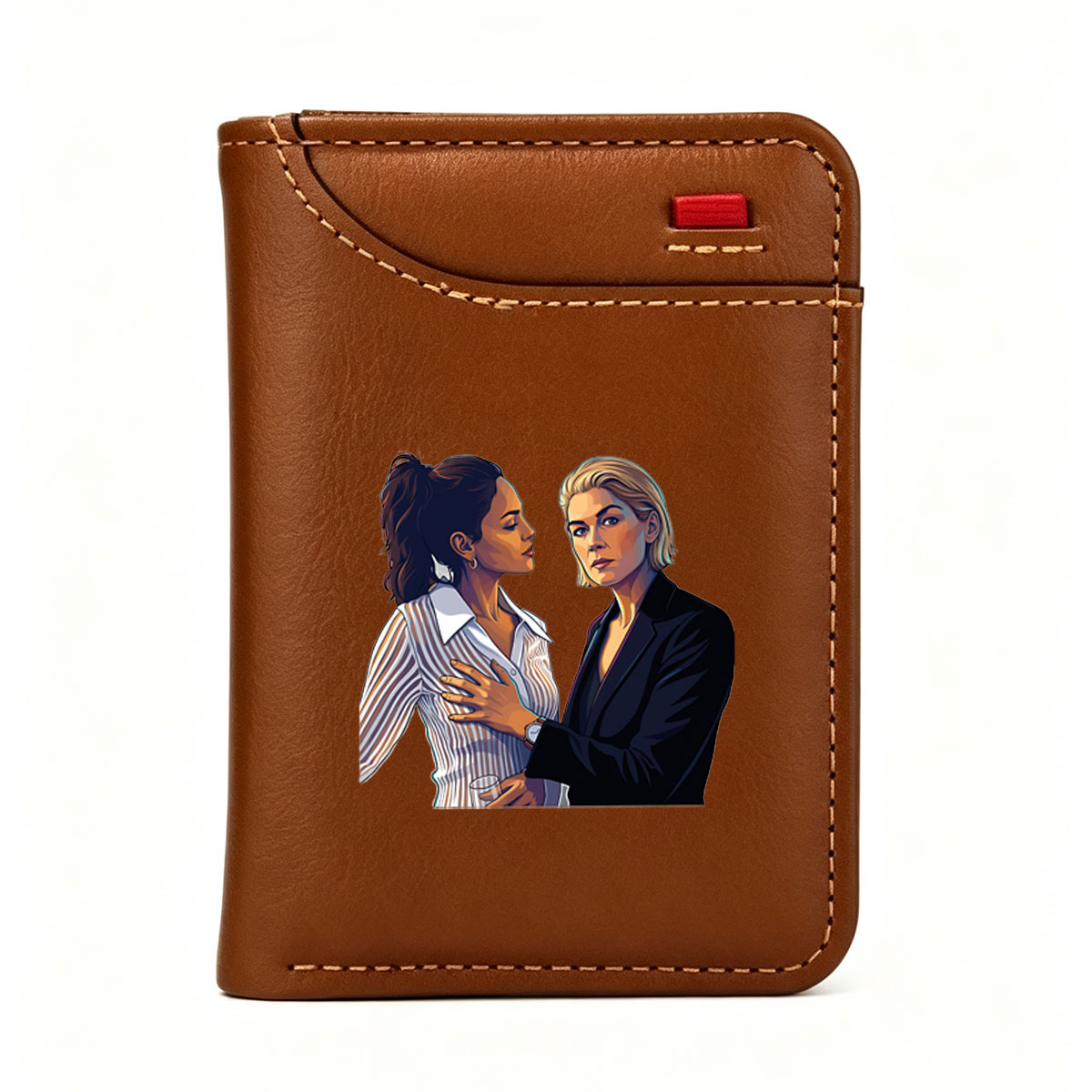 Two Women in Formal Attire Sharing an Intimate Moment - Vertical Style Wallet