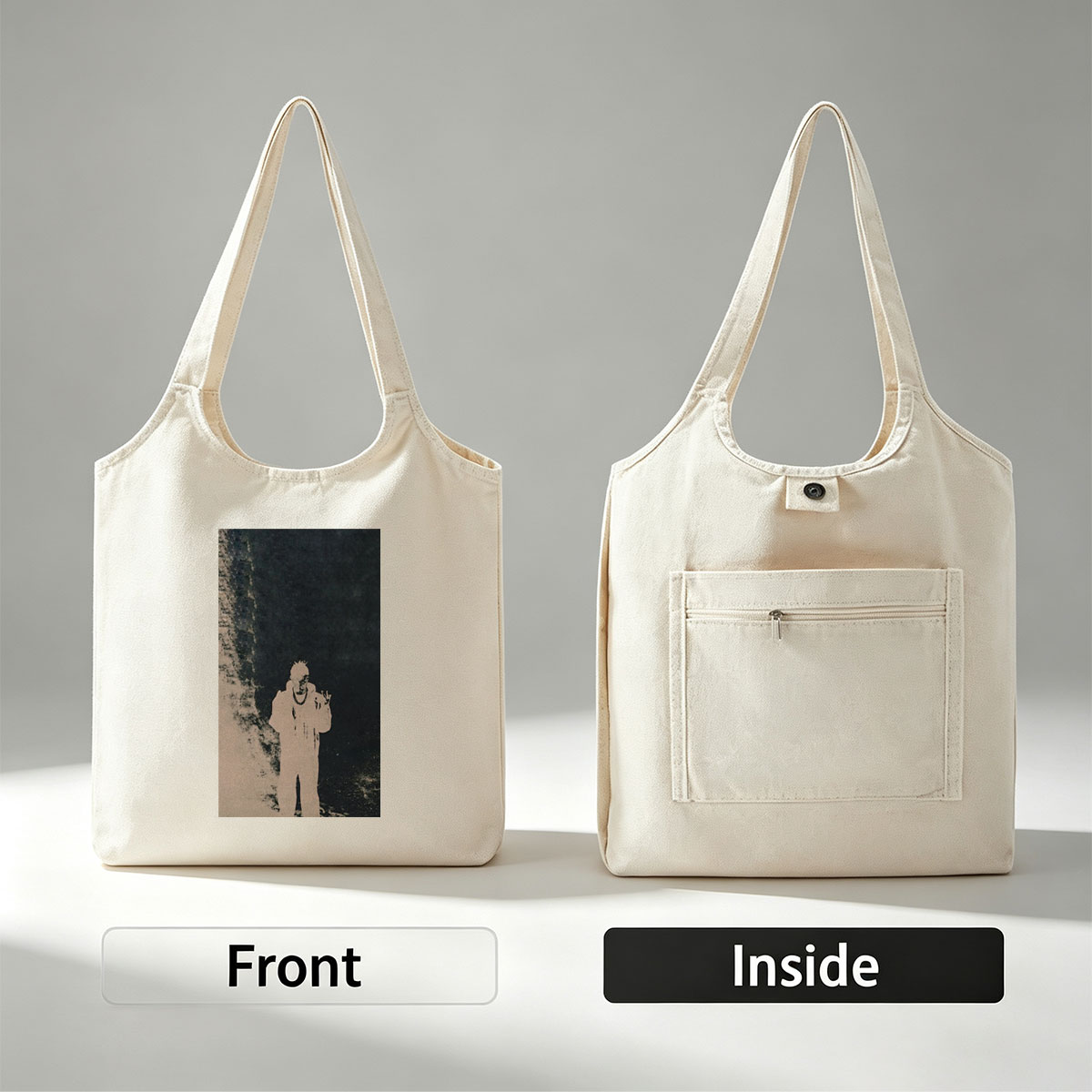 Lil Durk in Dark Urban Scene with High-Contrast Silhouette Art - Canvas shoulder bags/