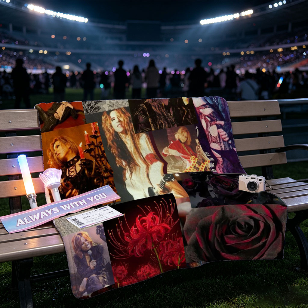 X Japan Band Members in Dramatic Performance and Artistic Portraits Featuring Red Roses and Gothic Imagery - Blankets