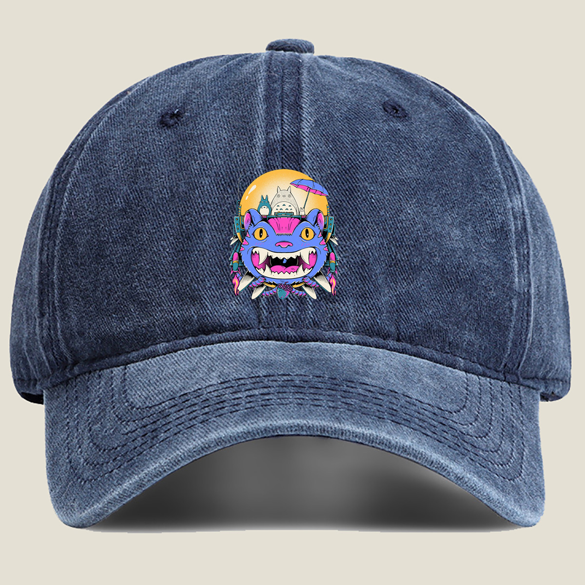 Totoro and the Cosmic Cat - Washed Denim - Baseball Cap
