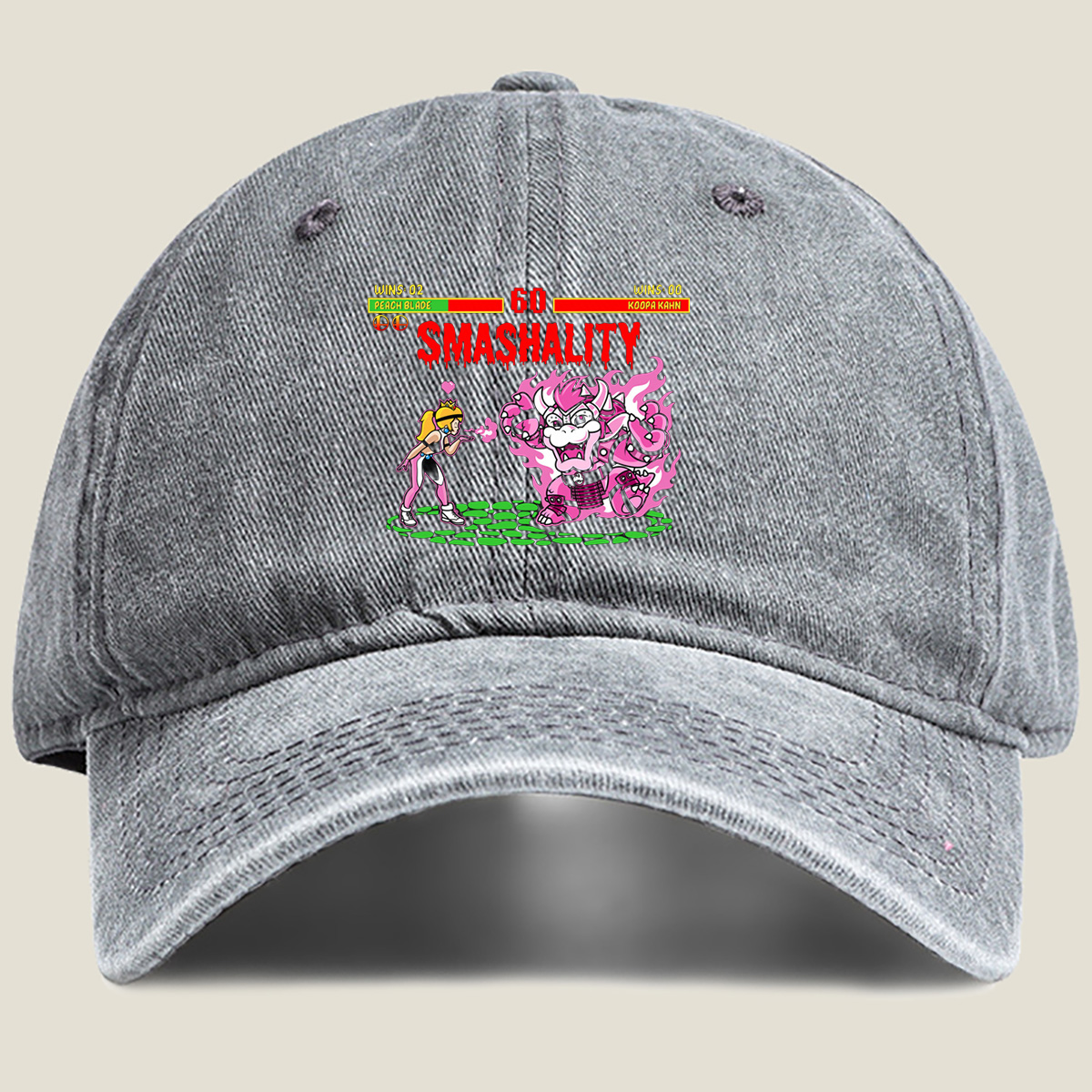Peach Blade vs Koopa Kahn: Smashality Showdown - Washed Denim - Baseball Cap