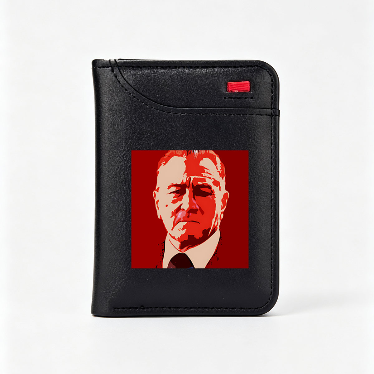 Portrait of a Man in Red and White Stylized Art - Vertical Style Wallet