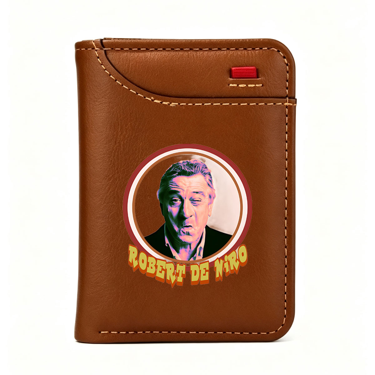 Robert De Niro Portrait in Circular Frame - Vertical Style Wallet