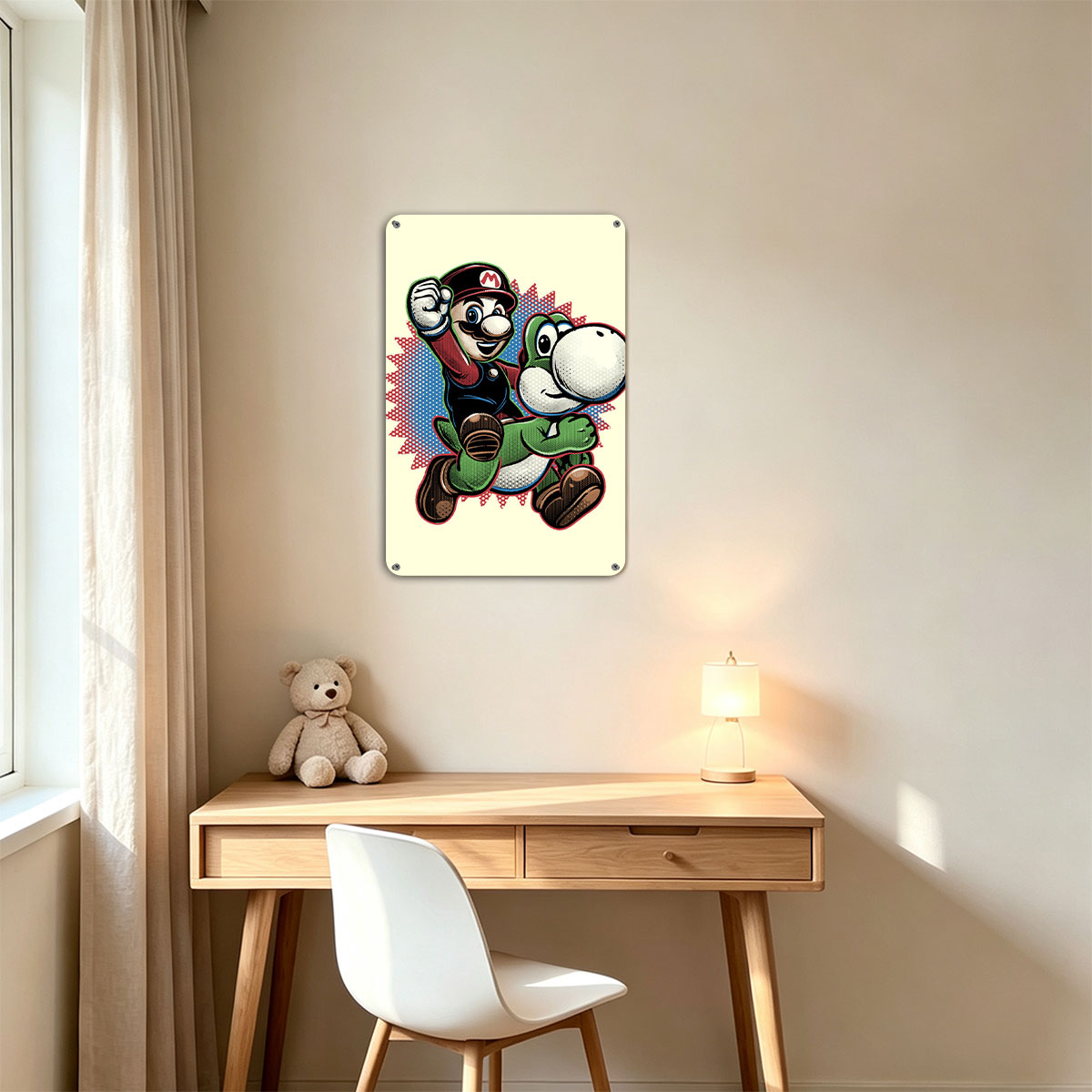 Mario and Yoshi in Action Pose - painting