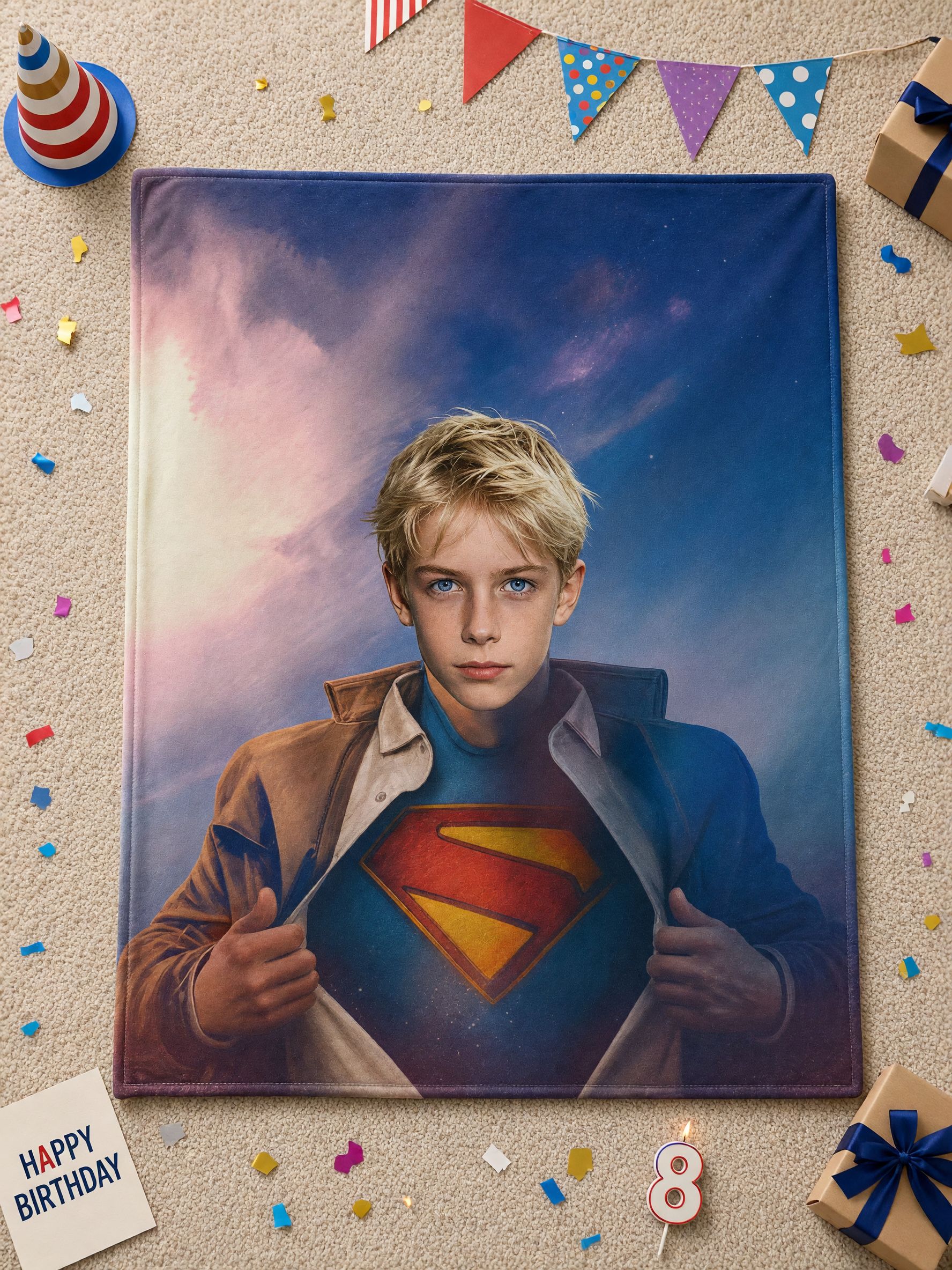 Personalized Custom Face Blanket Ultra Soft Flannel Superhero Portrait Fleece Throw Cozy Bed Couch Gift