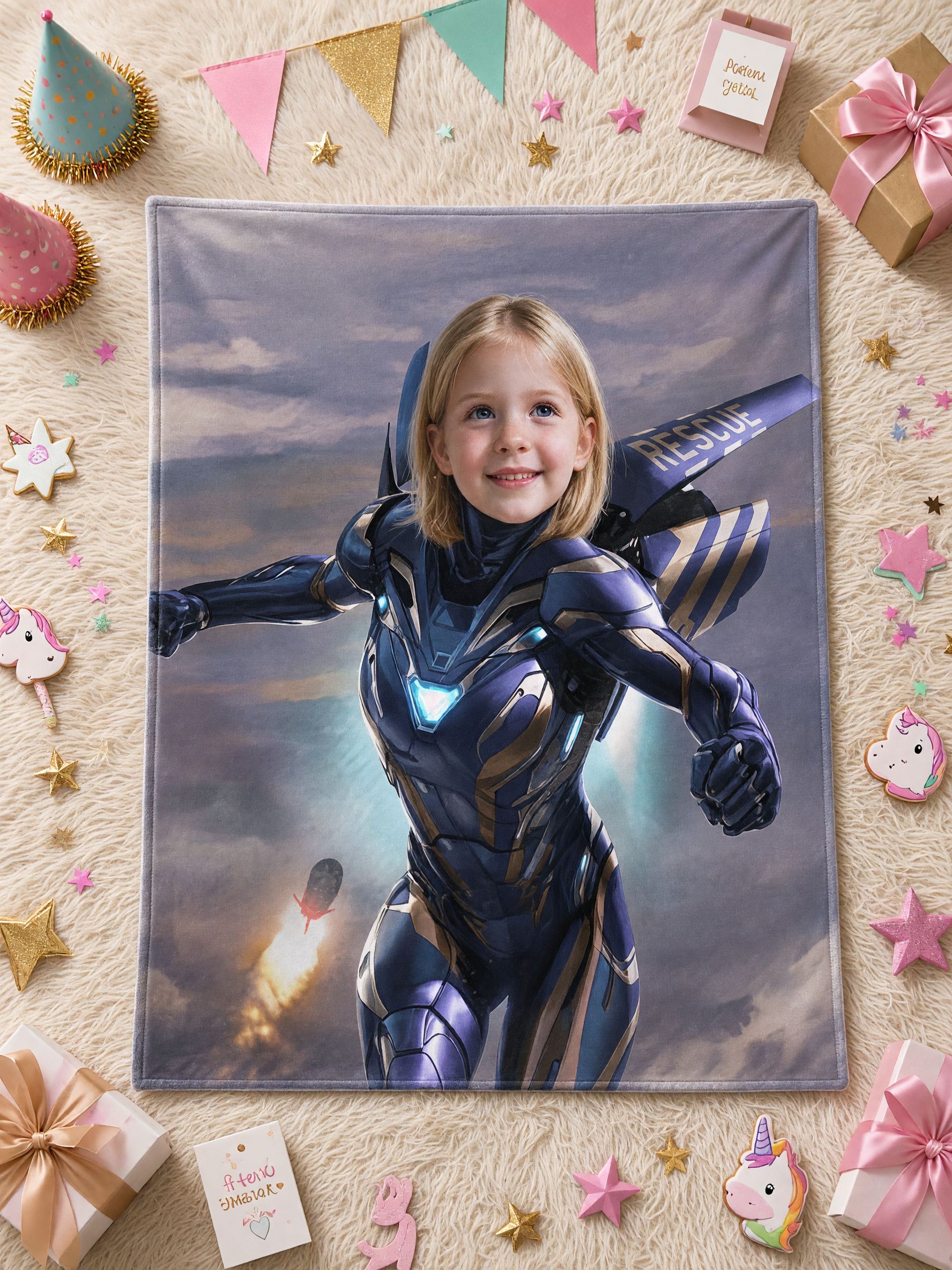 Custom Photo Face Blanket Personalized Superhero Flannel Throw Ultra Soft Skin-Friendly Fleece Cozy Birthday Gift