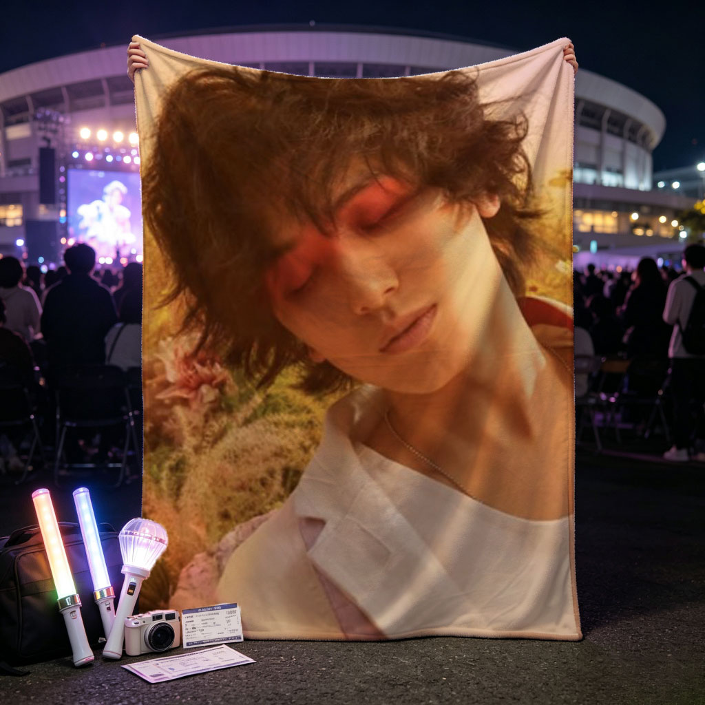Yuta Okkotsu in a Dreamy Garden Scene with Soft Lighting and Vibrant Makeup - Blankets