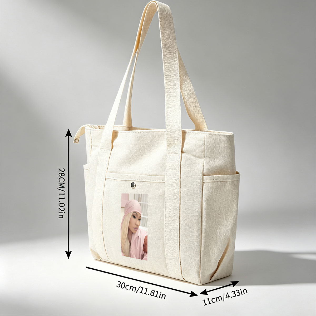 Cardi B in Pink Headwrap and Matching Outfit, Stylish and Elegant Portrait - Multi-pocket bags