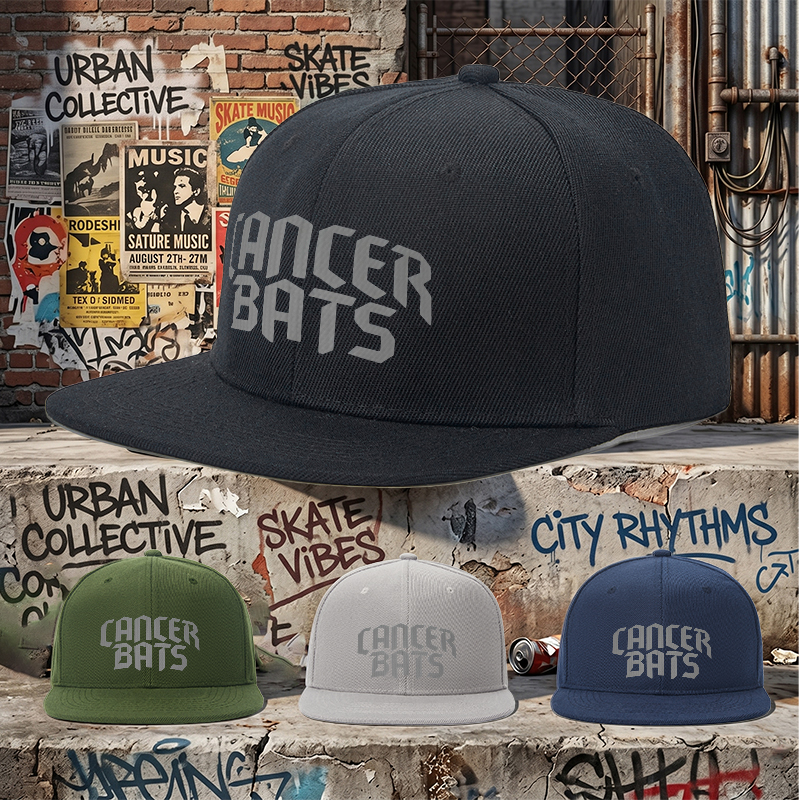 Flat Brim Baseball Cap Cancer Bats Logo Print Streetwear Underground Skate Brand for Basketball Court Urban Streets Skatepark Fit for Skaters Rappers Streetwear Enthusiasts