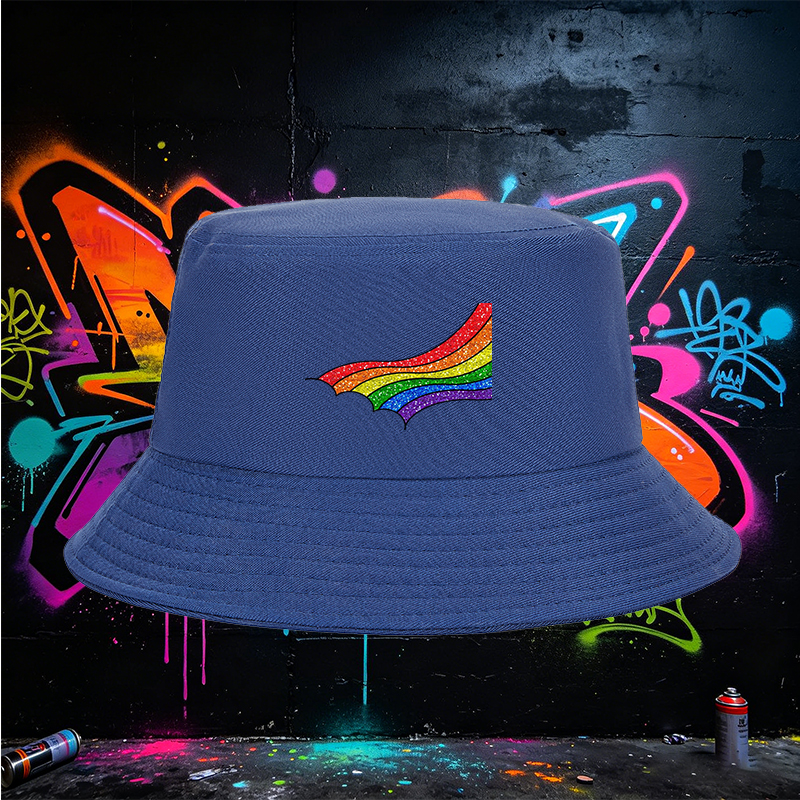 Unisex Bucket Hat with Glitter Rainbow Print - Classic Stylish Sun Protection Cap for Outdoor Activities, Beach, Travel, and Everyday Wear - Perfect for Adults Seeking Fashionable and Comfortable Headwear