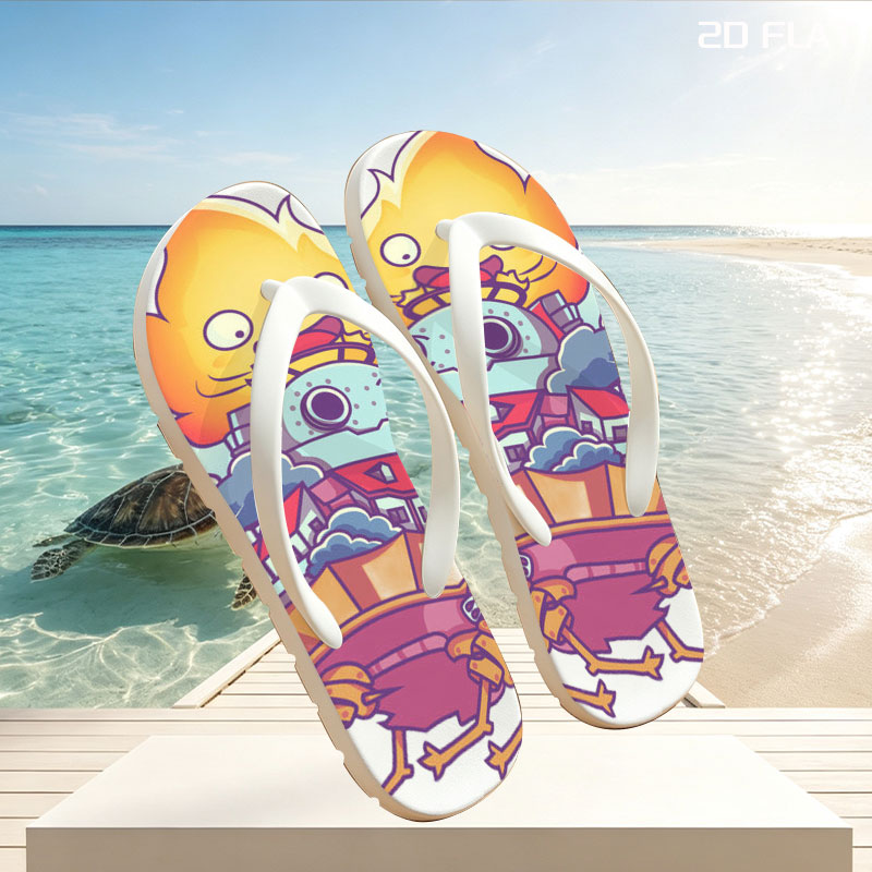 Flame-Powered Factory Crab with Industrial City on Back -  flip-flops