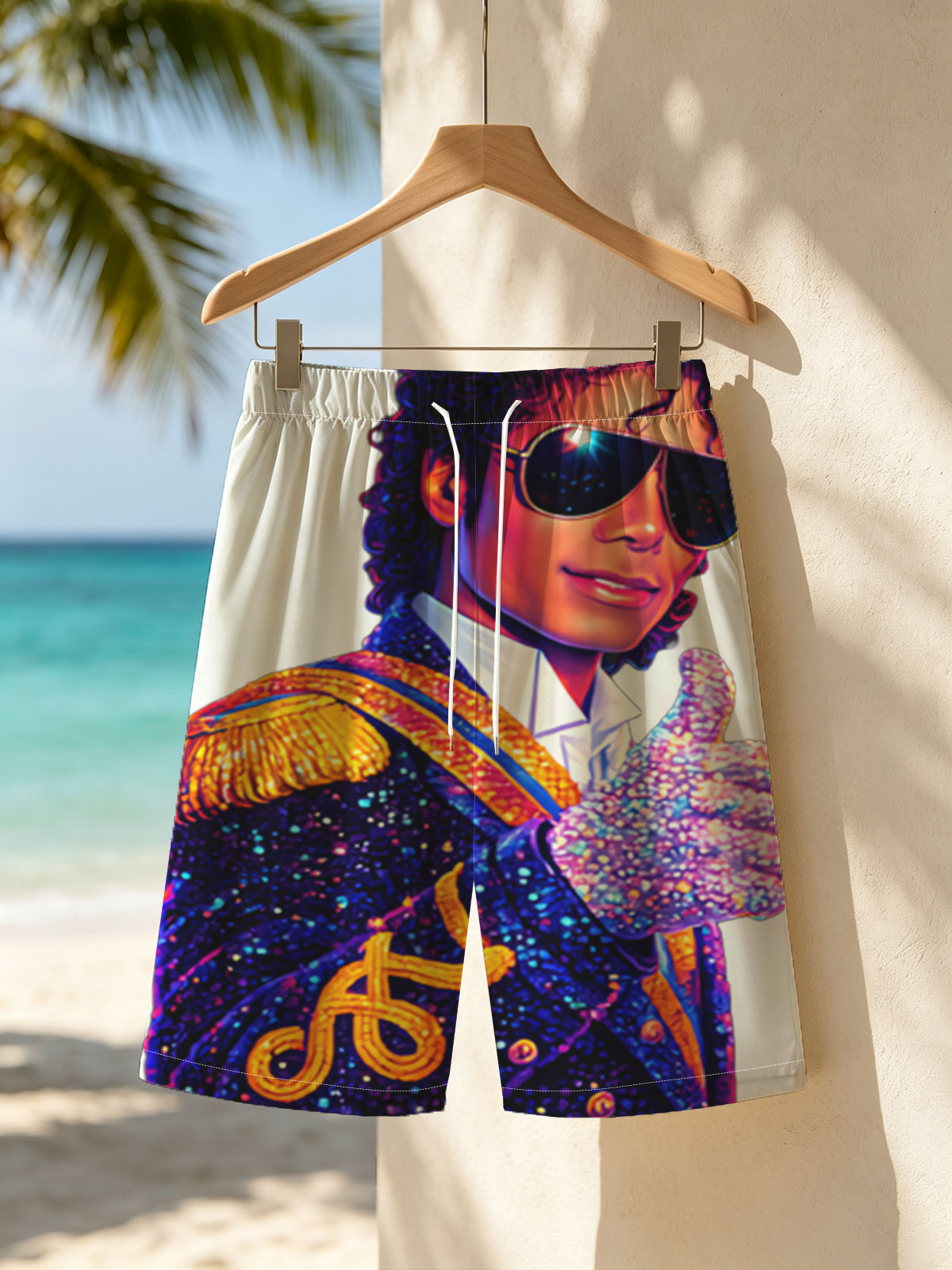 Michael Jackson in Iconic Military Jacket and Sparkling Glove -  Beach shorts