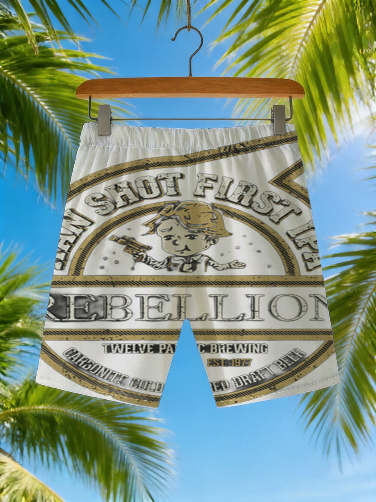 Han Shot First IPA: Rebellion by Twelve Parsec Brewing, Carbonite Cold Filtered Draft Beer -  Beach shorts