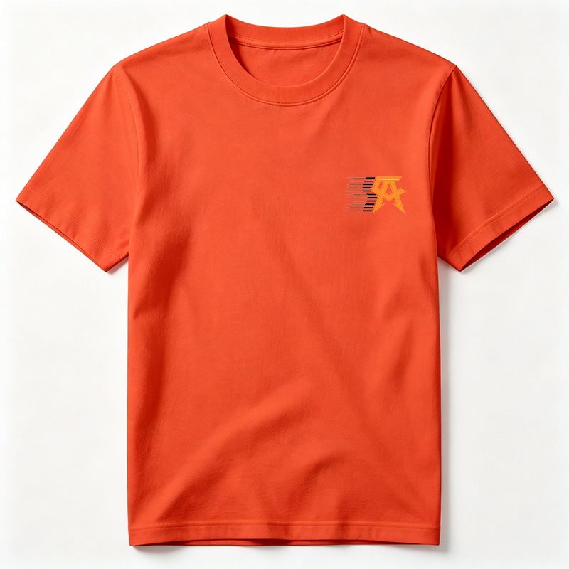 Orange and Black Abstract Logo with Geometric Design - Tee