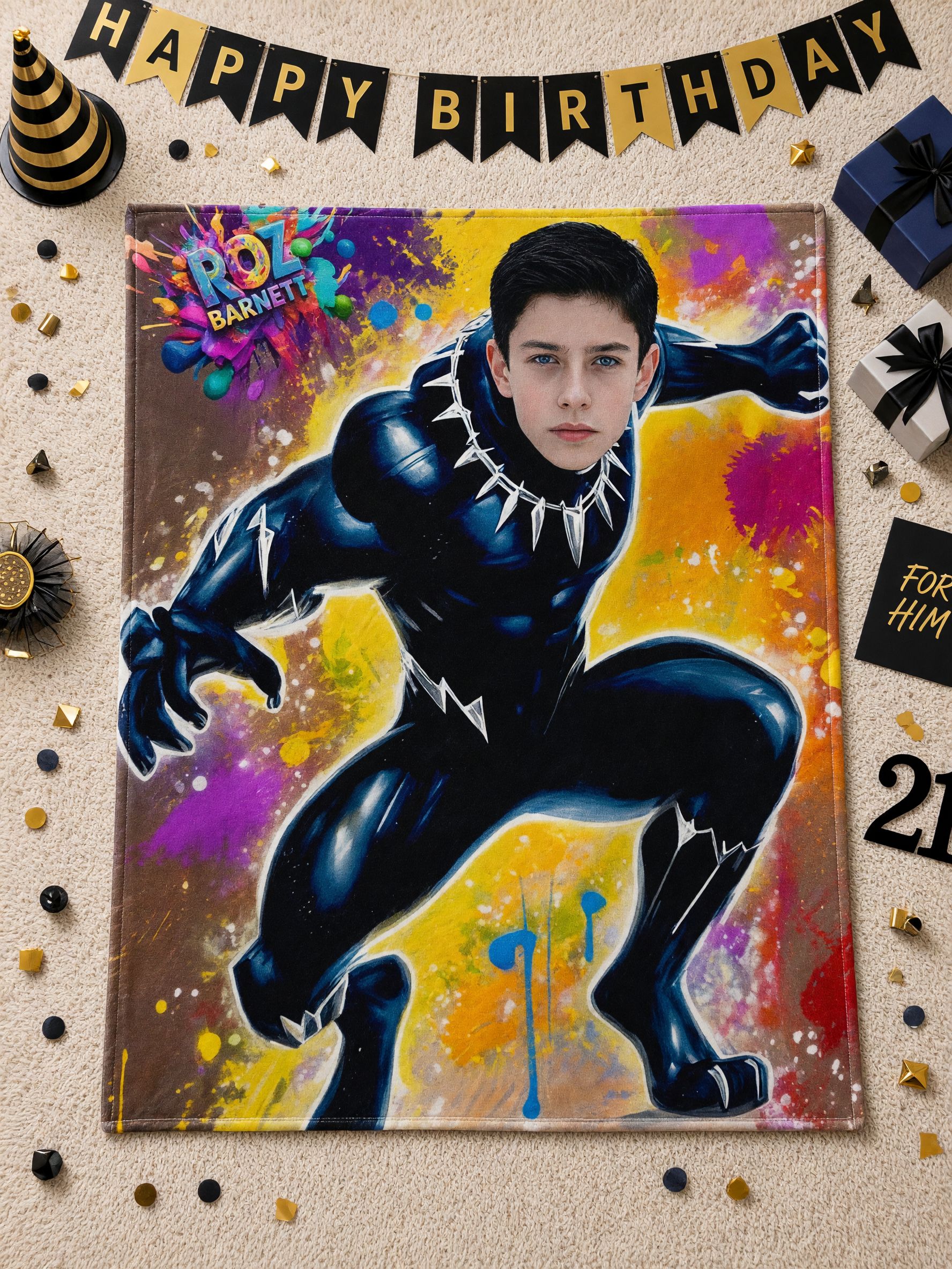 Personalized Face Superhero Blanket Custom Photo Flannel Fleece Throw Skin-Friendly Soft Bed Couch Blanket Unique Gift