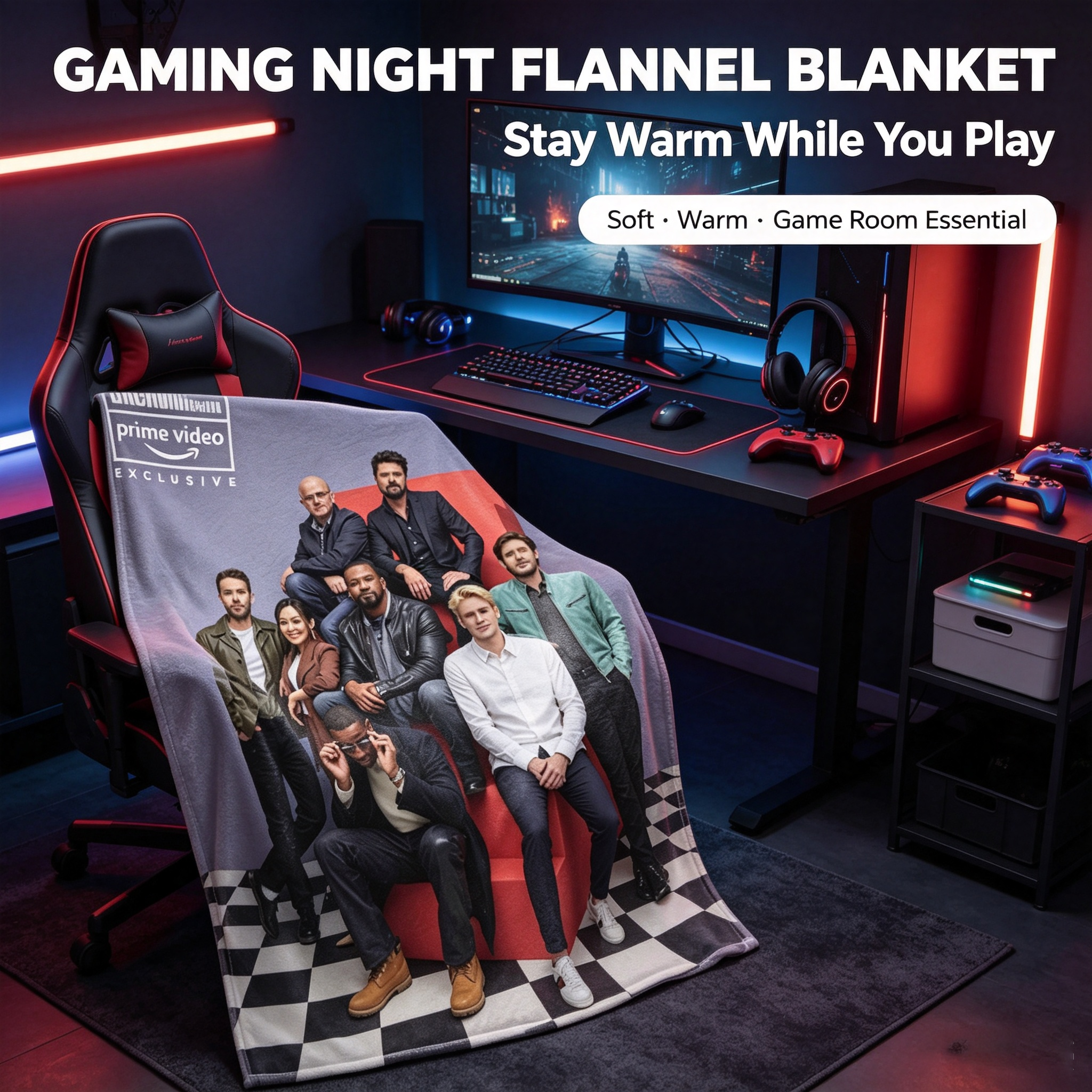 Custom Face Blanket The Boys Series Cast Flannel Blanket Cozy Living Room Gift for Fans Entertainment Prime Video Exclusive Giveaway