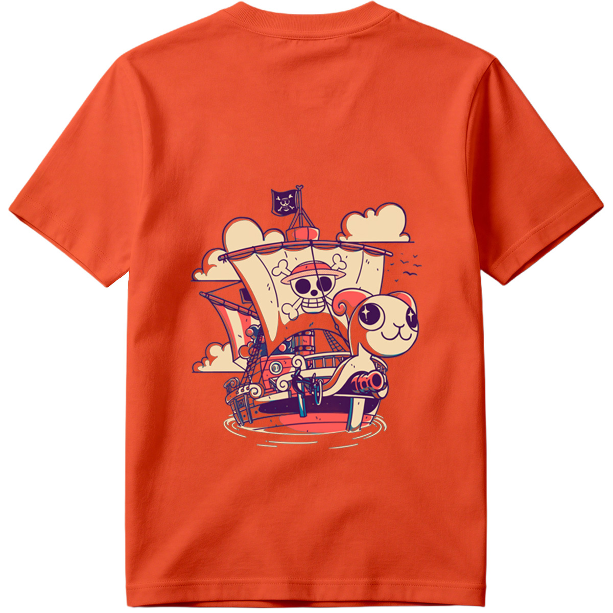 Pirate Ship with Cat and Skull Captain - Tee