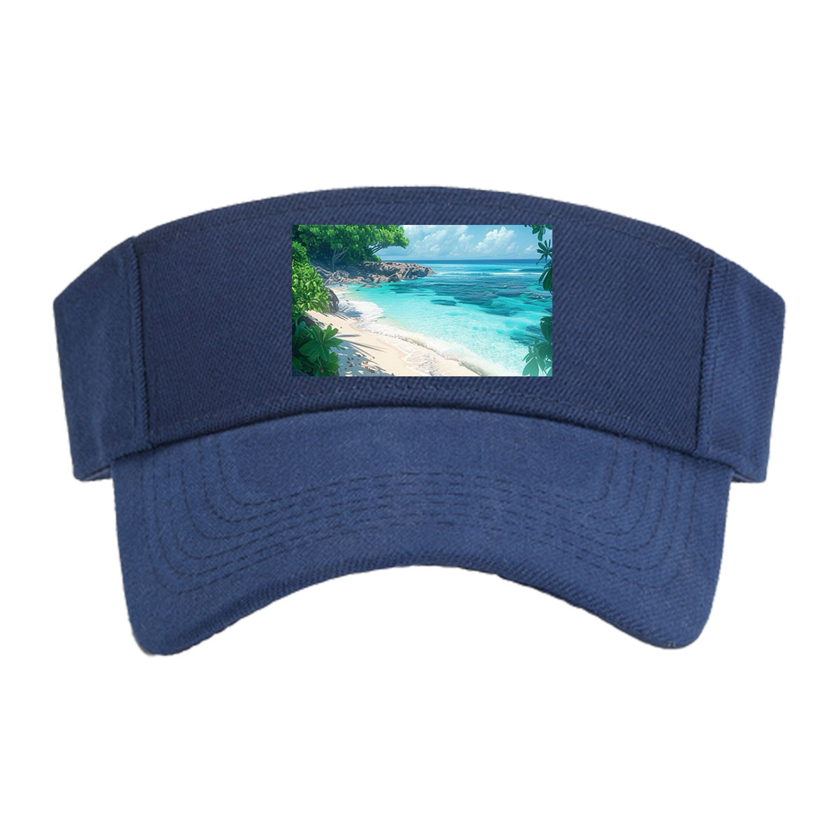 Tropical Beach with Crystal Clear Water and Lush Greenery -  Visor cap