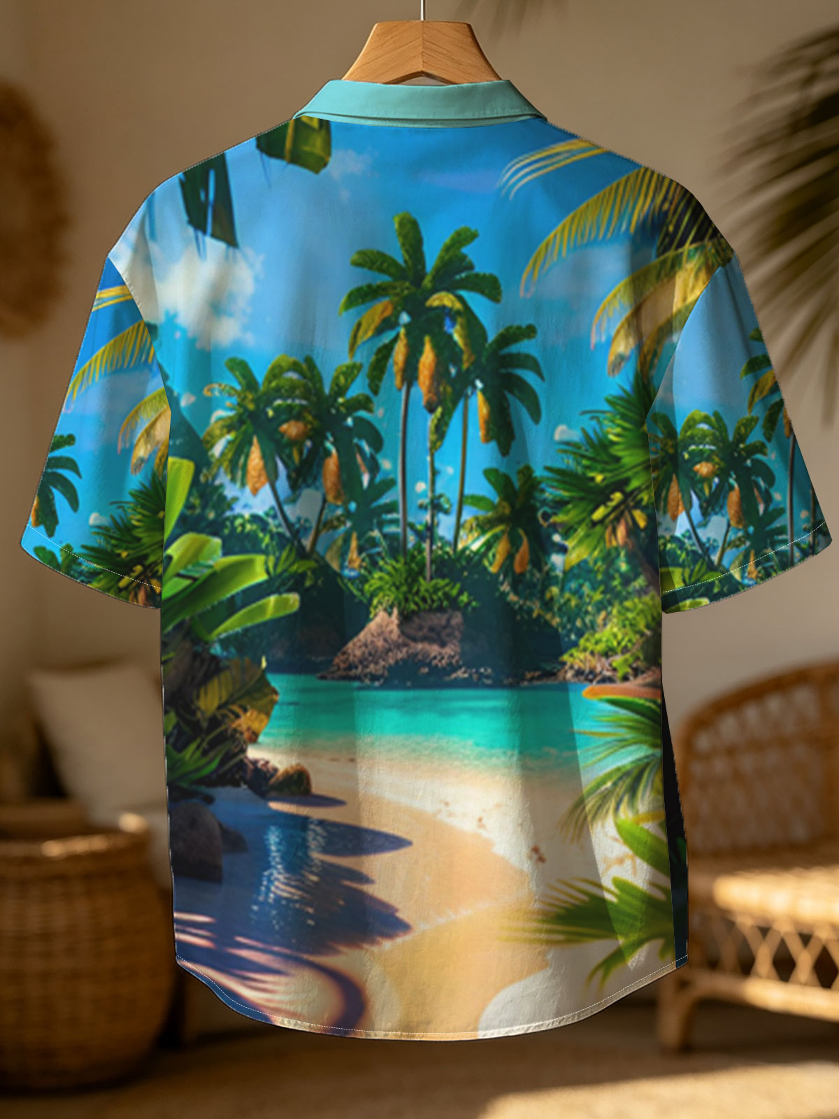 Tropical Paradise Beach with Palm Trees and Crystal Clear Water -  Shirt