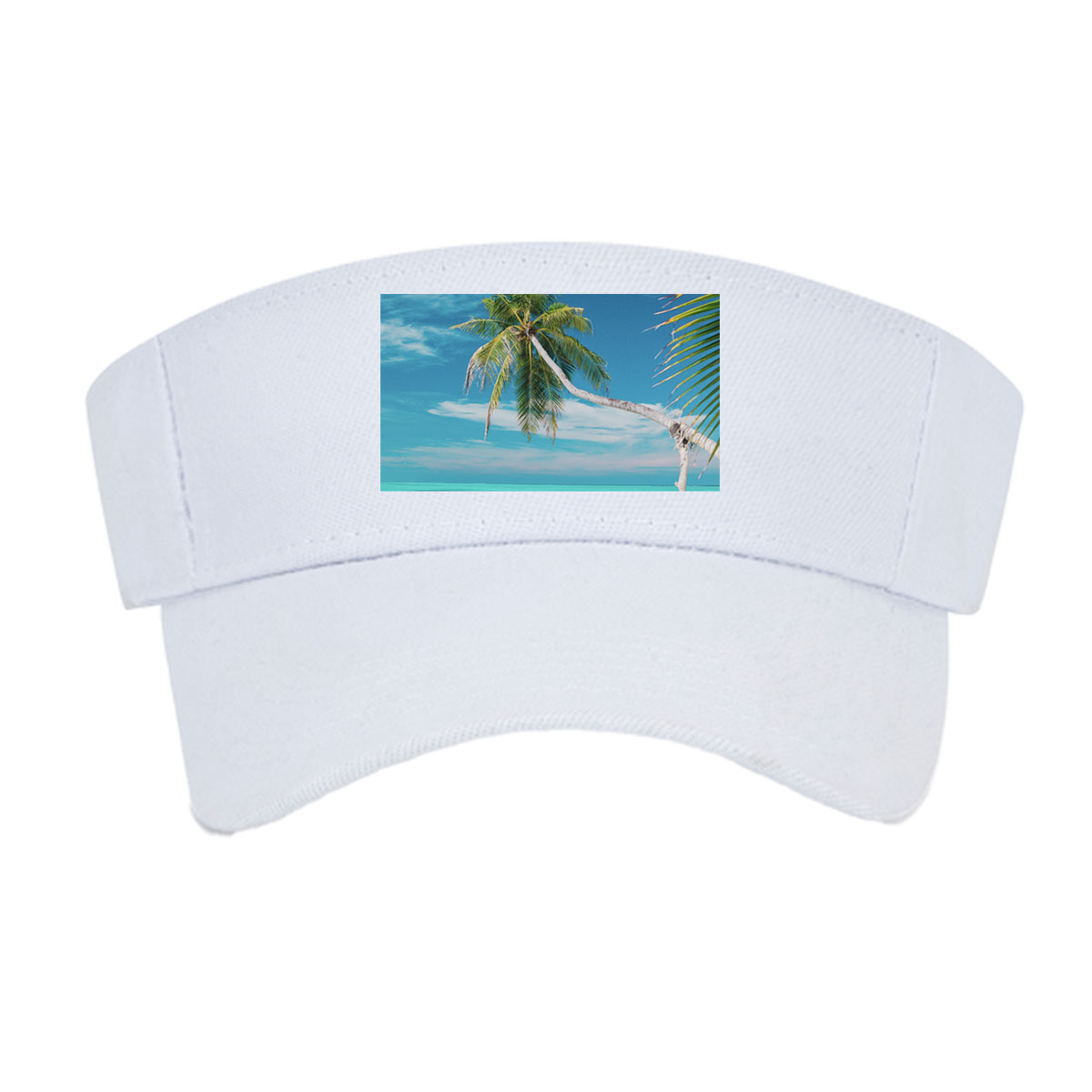 Tropical beach with palm tree and turquoise water -  Visor cap