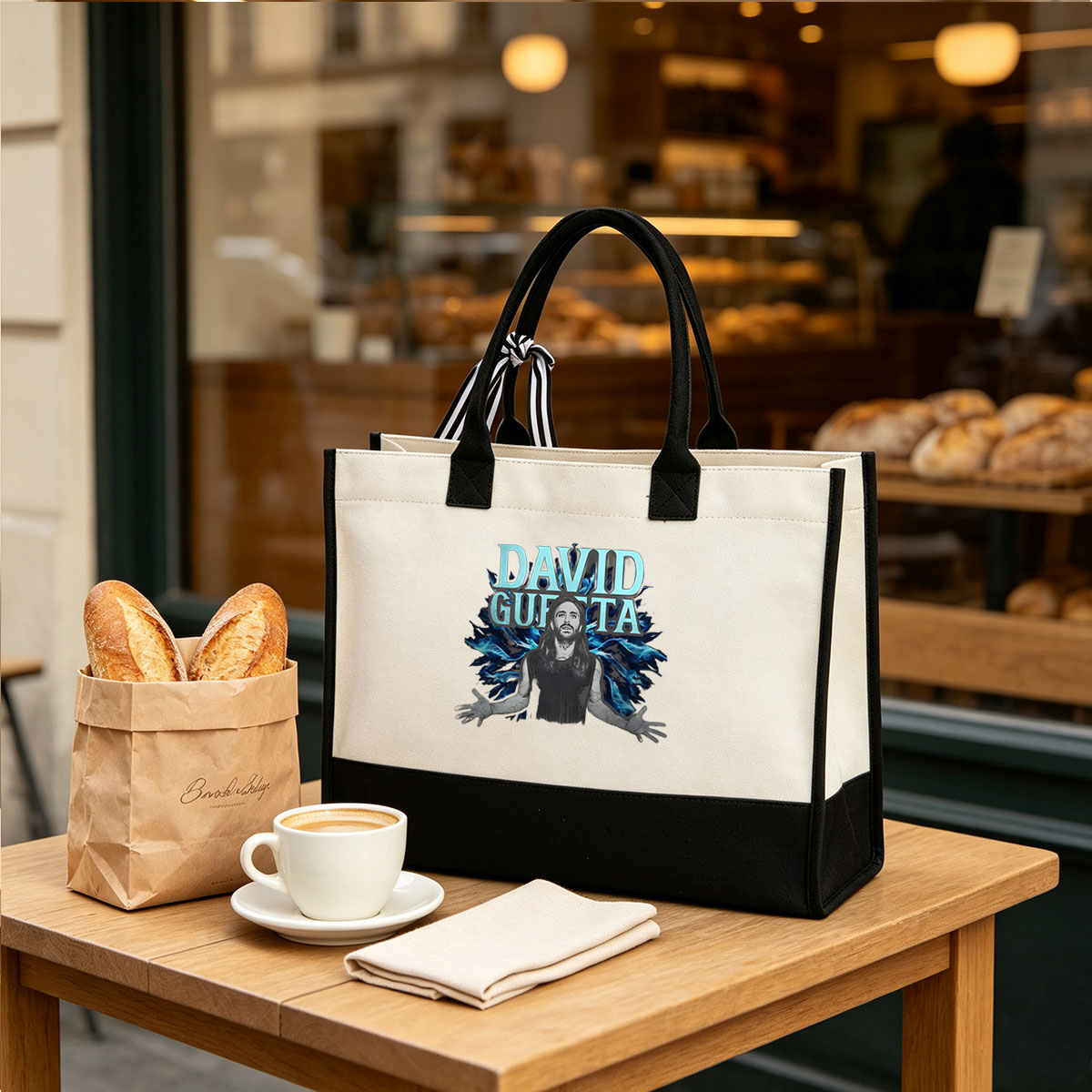 David Guetta: Electric Energy and Global Music Icon - Canvas patchwork gift tote bag