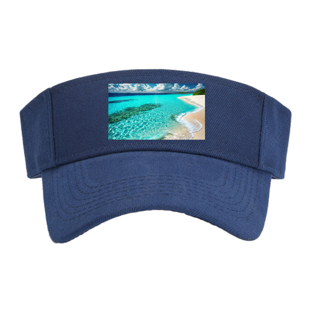 Crystal Clear Waters Meet Sandy Shore Under Bright Sunlight -  Visor cap