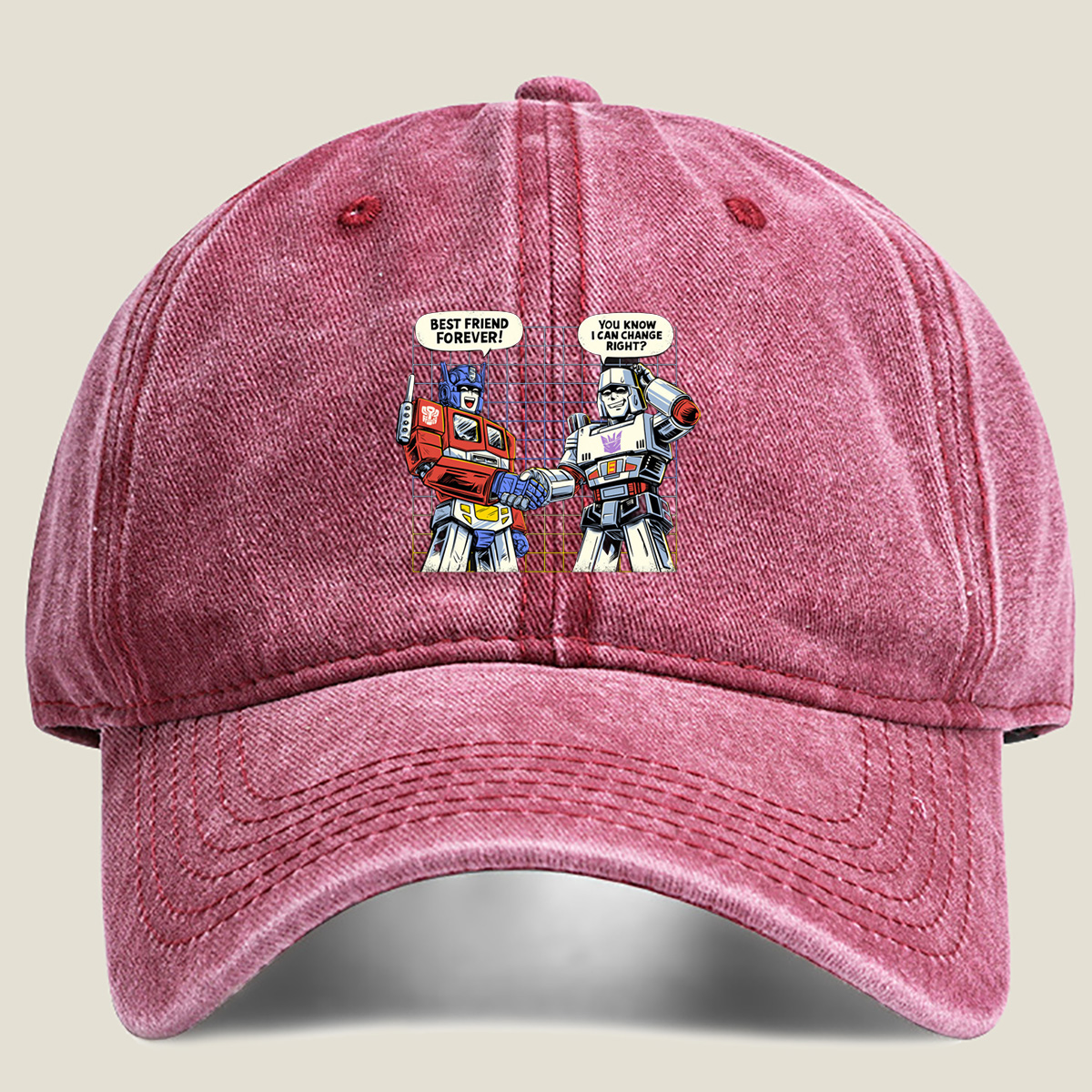 Transformers: Optimus Prime and Megatron Best Friends Forever - Washed Denim - Baseball Cap