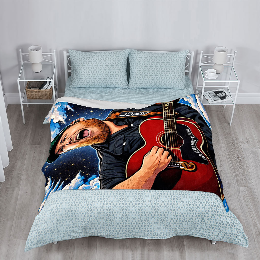 Luke Combs Singing with Acoustic Guitar Under Starry Sky - Blankets