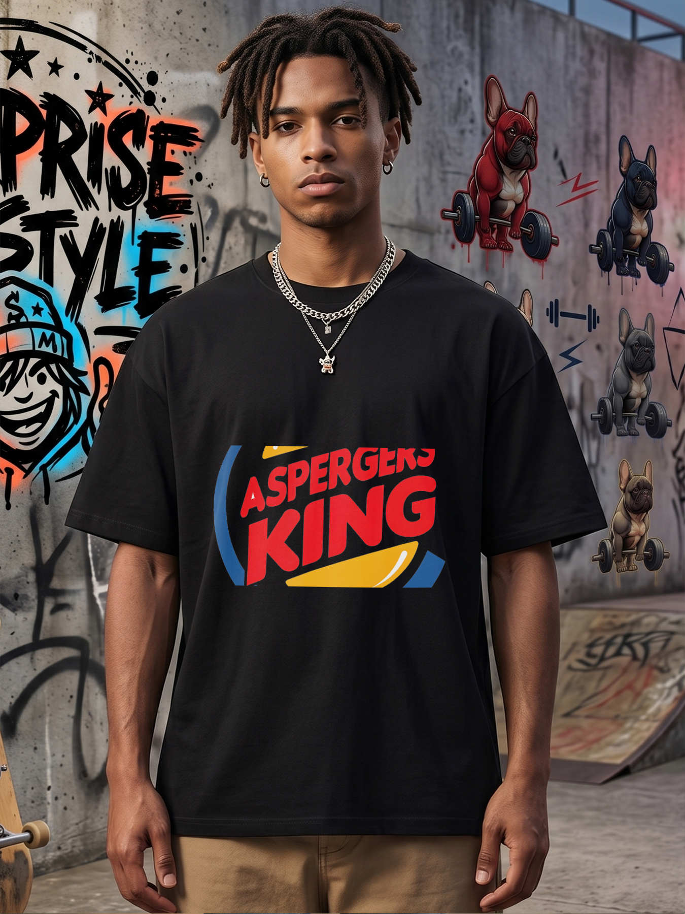 Men's Aspergers King Printed T-Shirt Casual Round Neck Summer Lightweight Breathable Short Sleeve Tee for Daily Wear and Social Events Adults with Autism Awareness