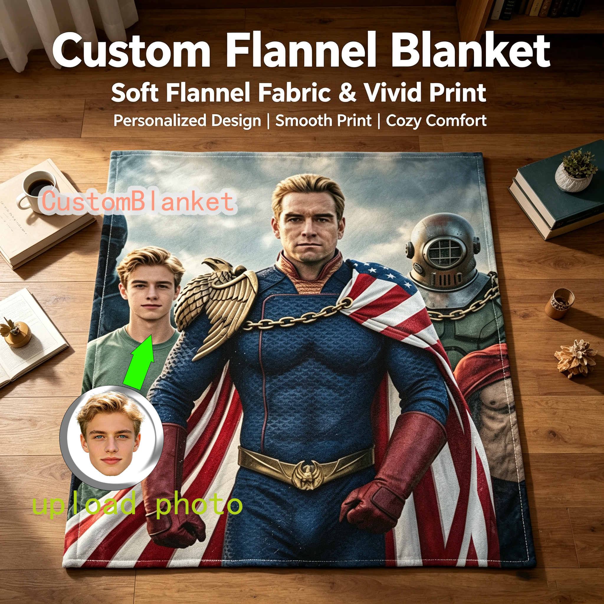 Custom Face Blanket Superhero Team IP Flannel Blanket for Home Decor and Cozy Nights Perfect Gift or Giveaway