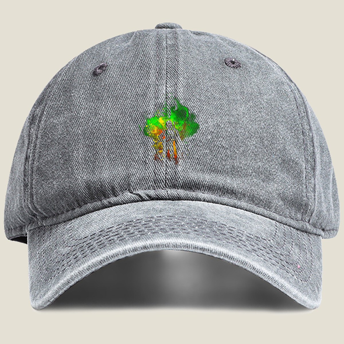 Mandalorian Warrior with Boba Fett Helmet and Green Energy Background - Hat