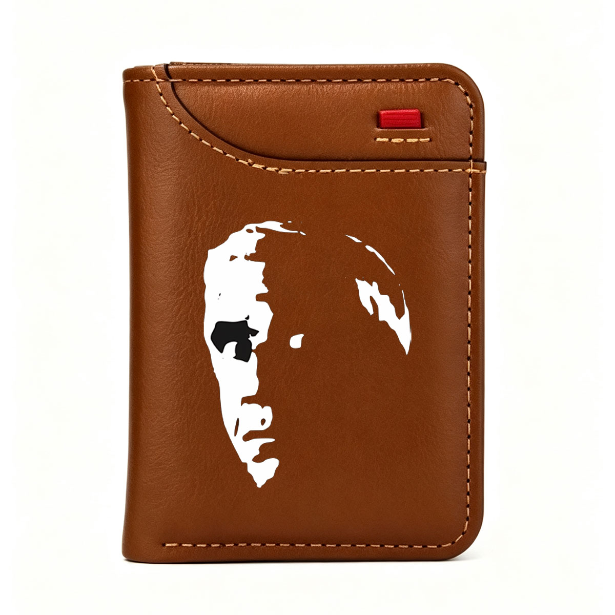 Abstract Black and White Face Silhouette Art - Vertical Style Wallet