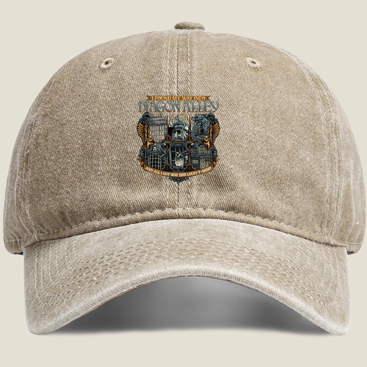 Harry Potter Diagon Alley T-Shirt Design - Washed Denim - Baseball Cap