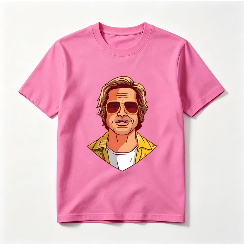 Brad Pitt in Aviator Sunglasses and Yellow Jacket - Tee
