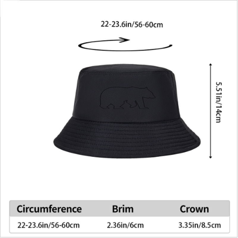 Unisex Classic Bucket Hat with Bear Silhouette Print - Lightweight Sun Protection Hat for Outdoor Activities, Hiking, Fishing, and Casual Wear - Ideal for Adults Seeking Stylish and Functional Headwear