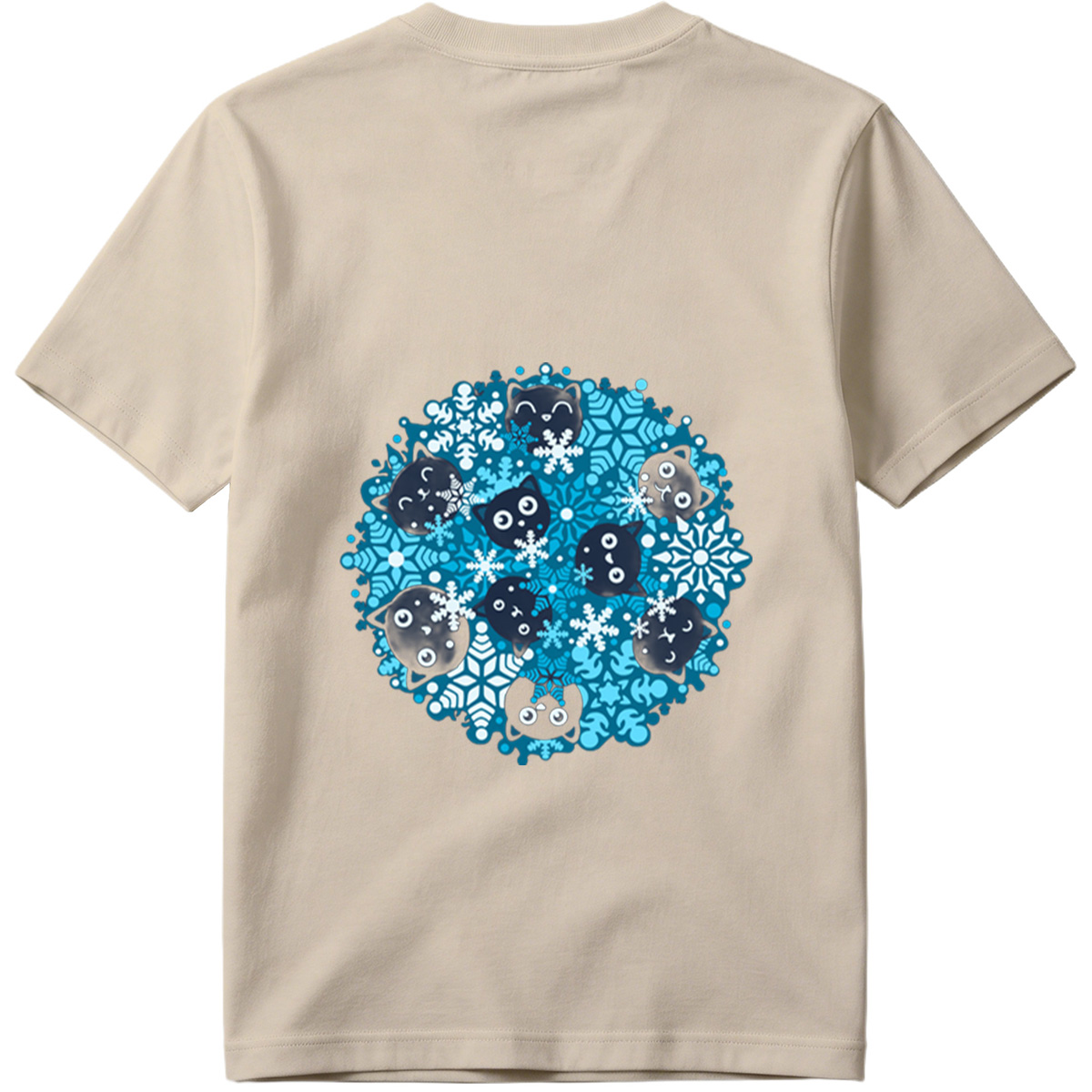 Black Cats and Snowflakes Winter Pattern - Tee