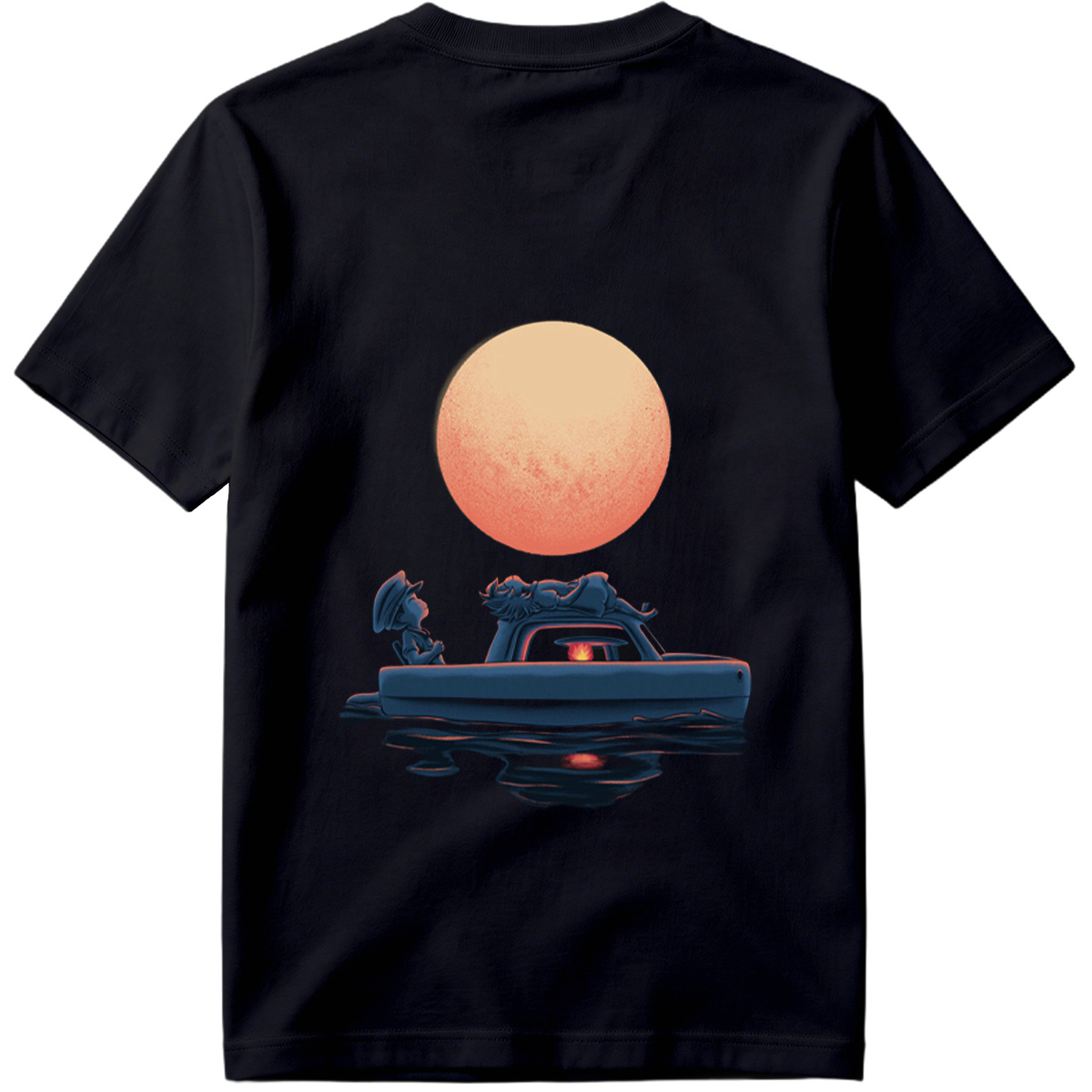 Mario and Bowser in a Boat Under the Moon - Tee
