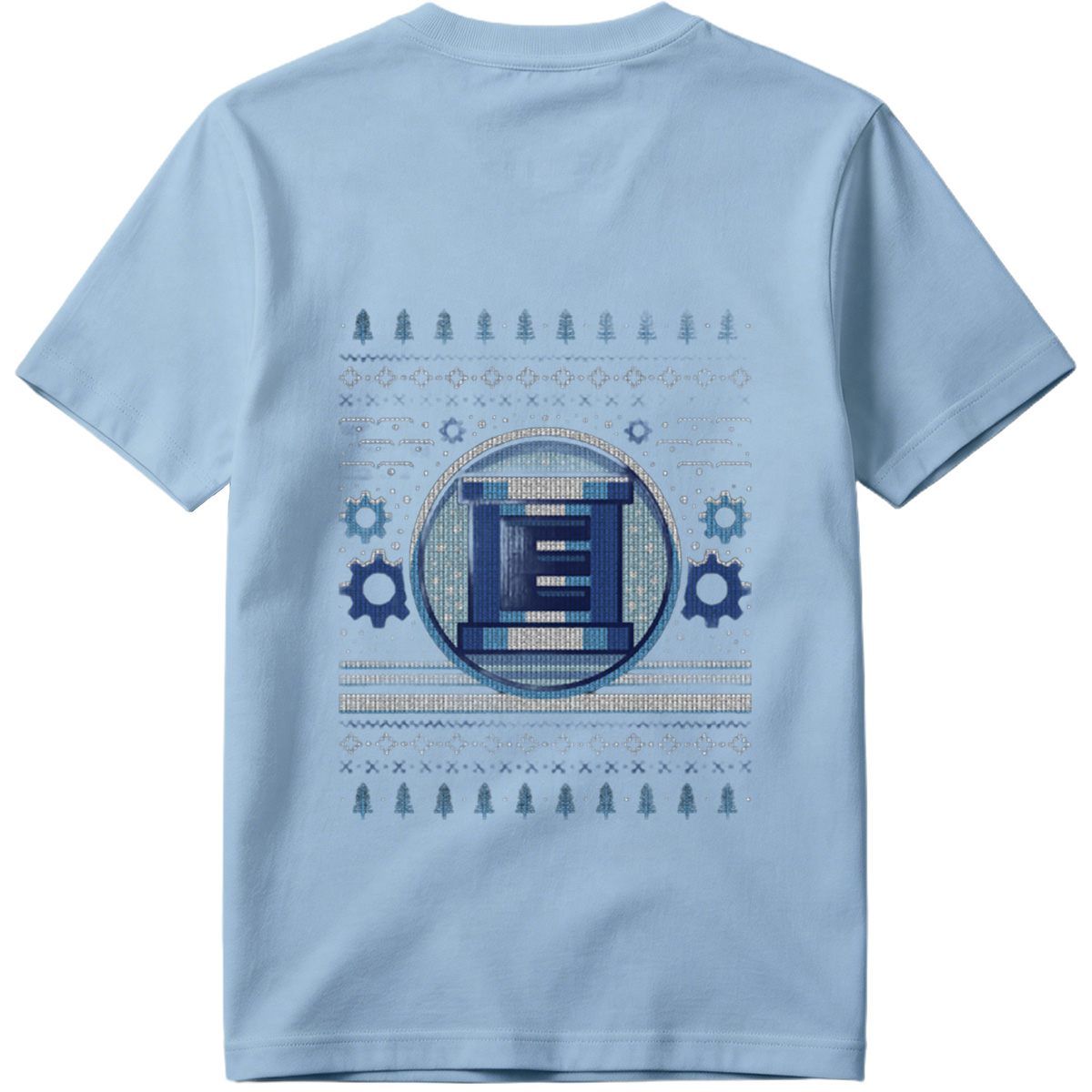 Pixel Winter Emblem: Column & Gears Holiday Design - Tee