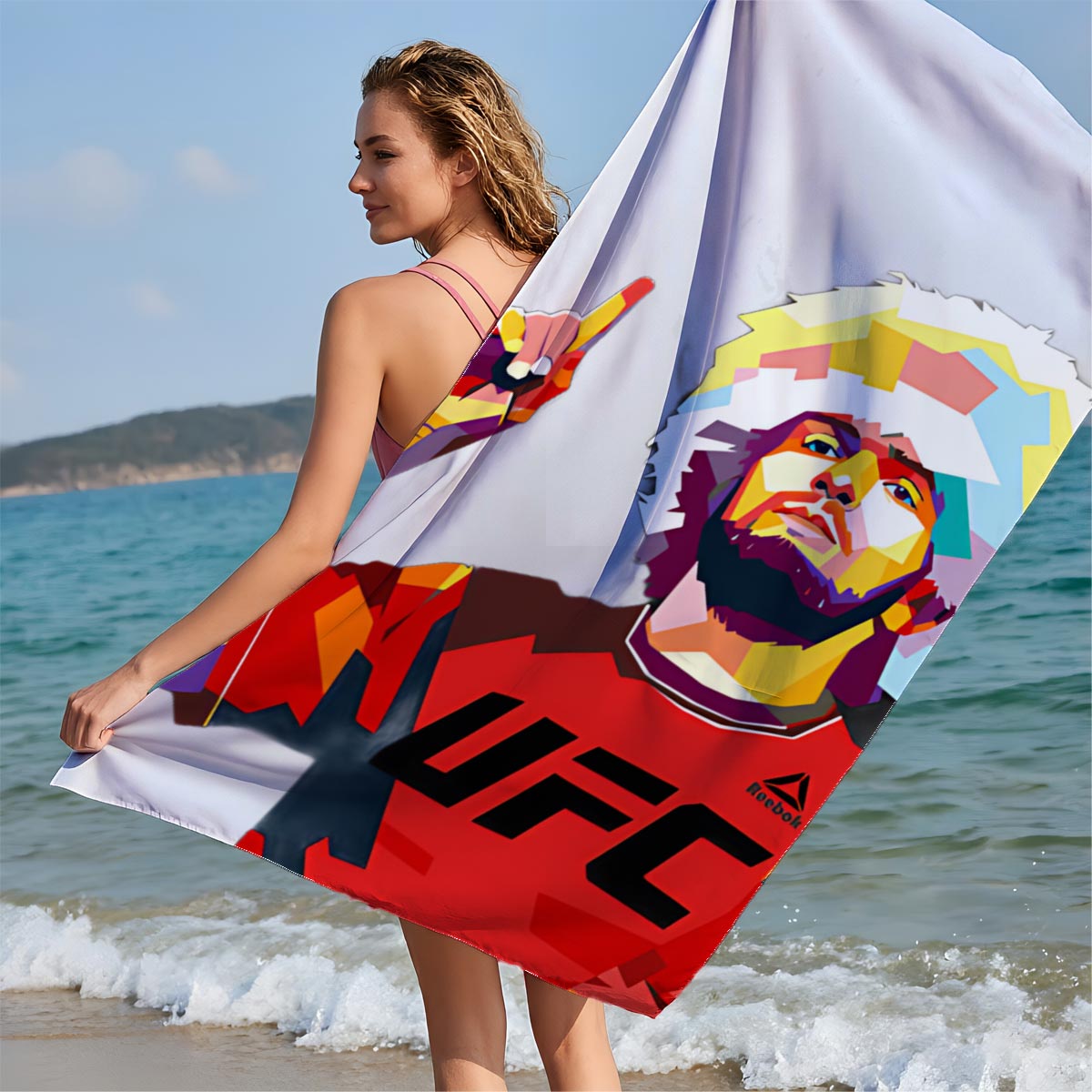Khabib Nurmagendov: The Eagle UFC Fighter Portrait - Beach towels