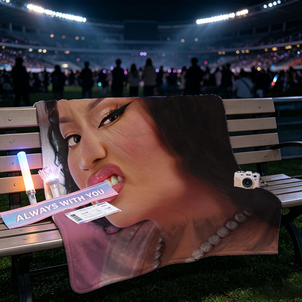 Cardi B in a Glamorous Pink Scene with Sparkling Jewelry and Bold Makeup - Blankets