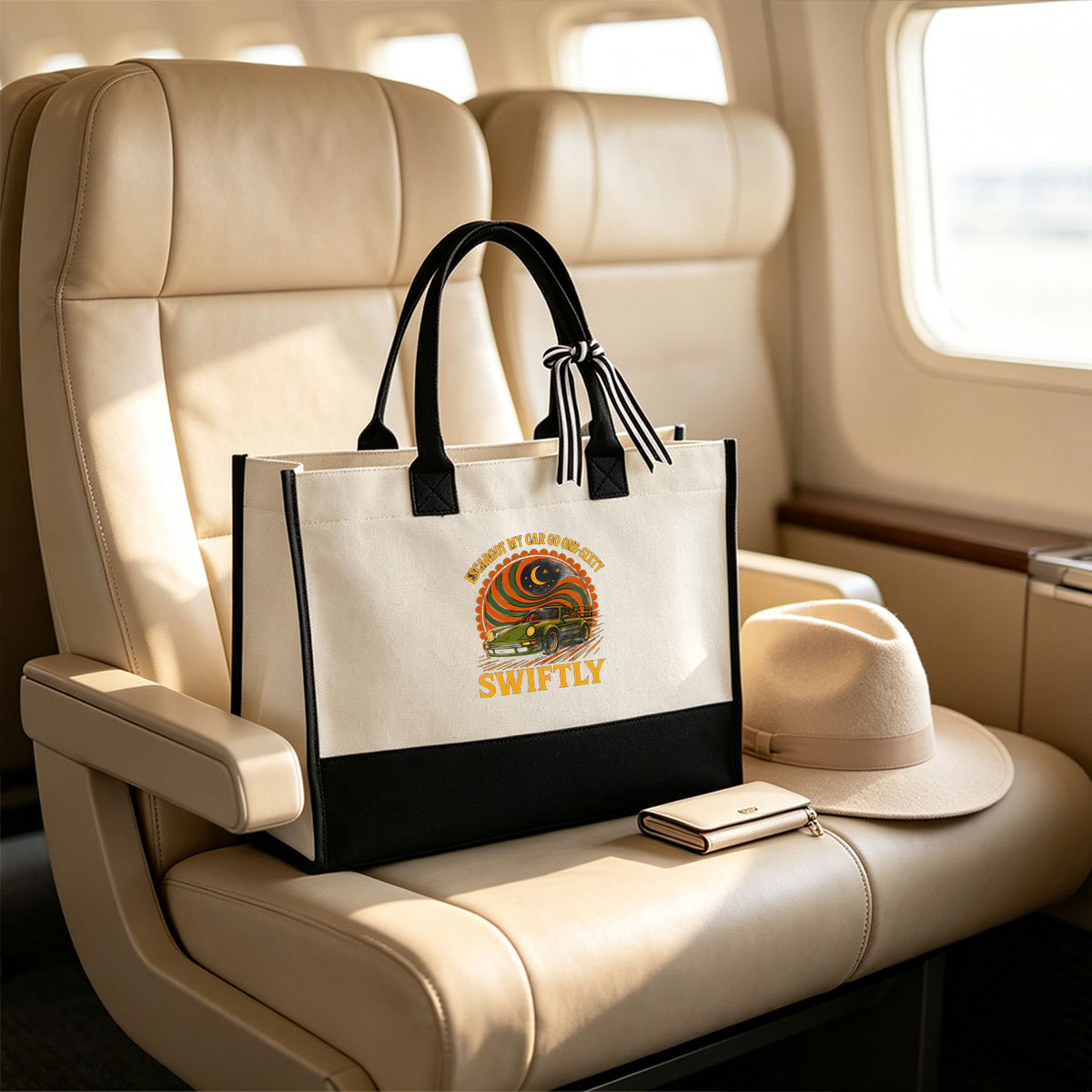 Escargot My Car Go One-Sixty Swiftly: Porsche Speed Art - Canvas patchwork gift tote bag