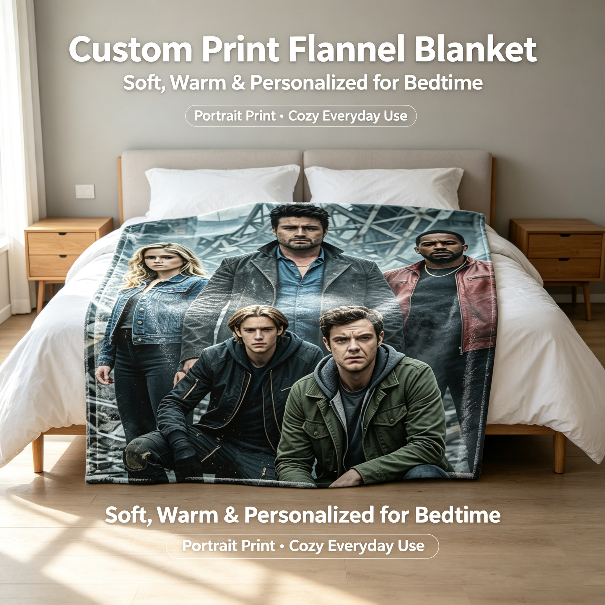 Custom Face Blanket The Boys 5 Flannel Blanket for Couch, Bed, or Travel – Perfect Gift for Fans of the Superhero Series