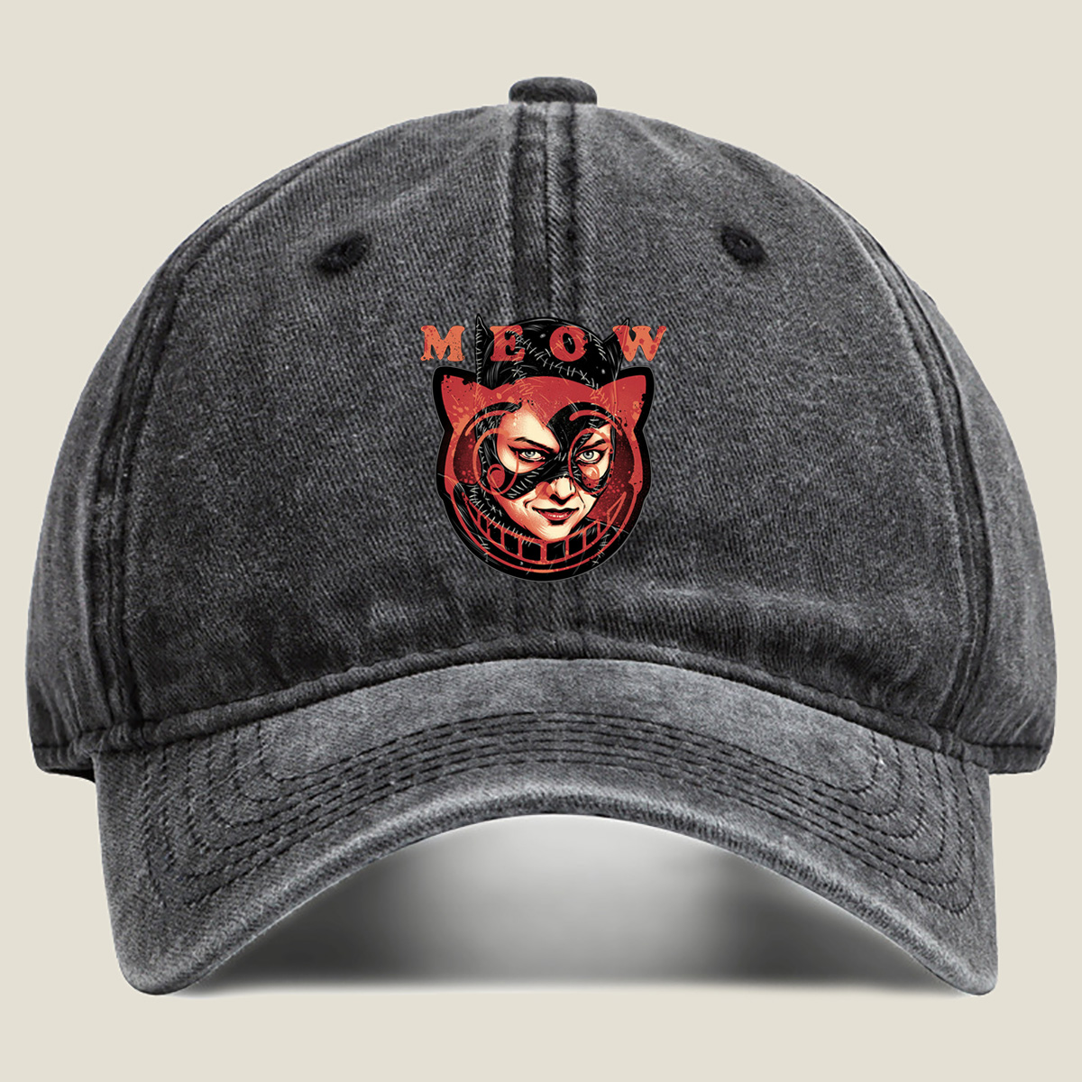 Catwoman Meow - Washed Denim - Baseball Cap