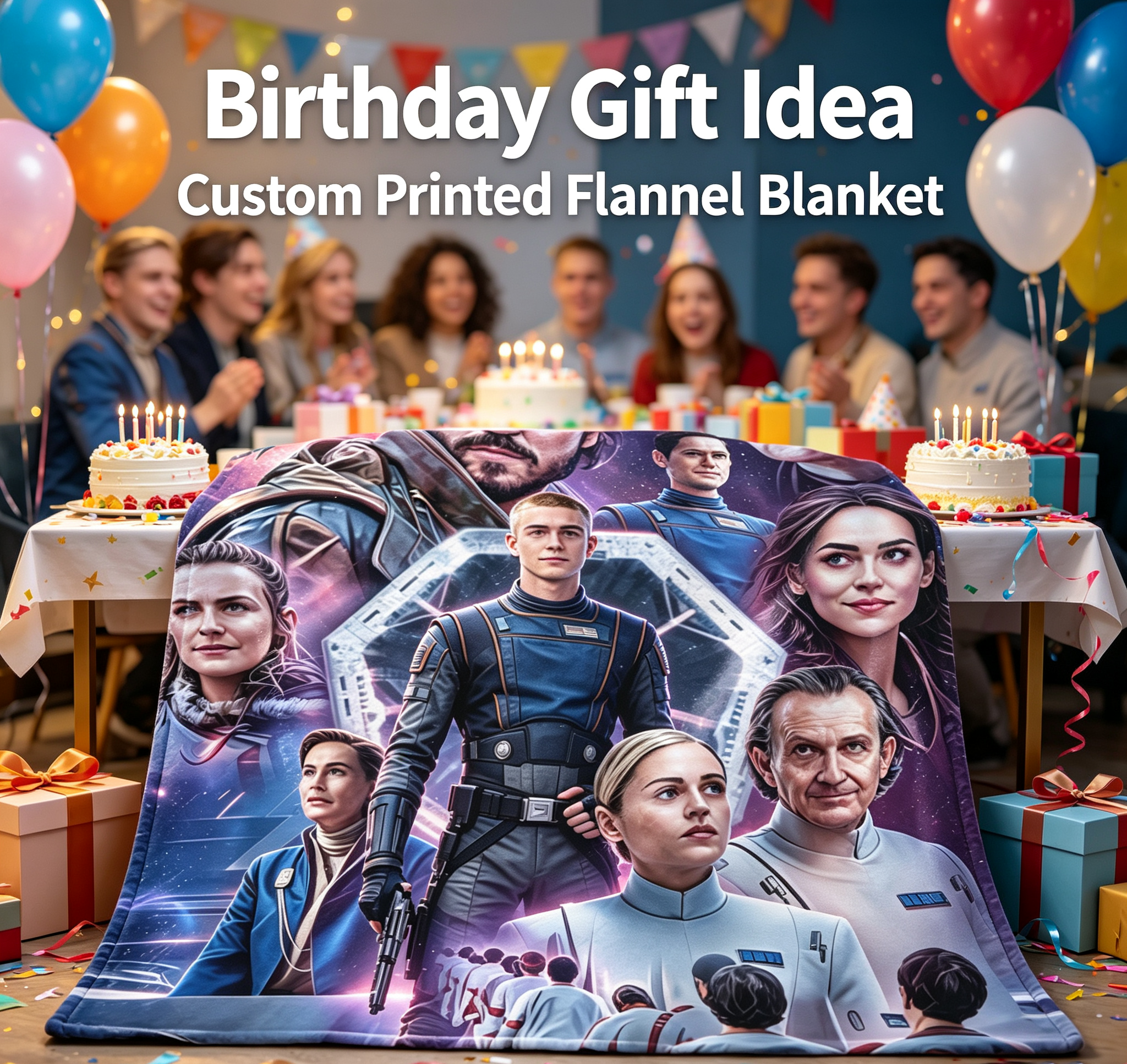 Custom Face Blanket Star Wars Characters Flannel Blanket Cozy Bedding Gift for Fans and Collectors