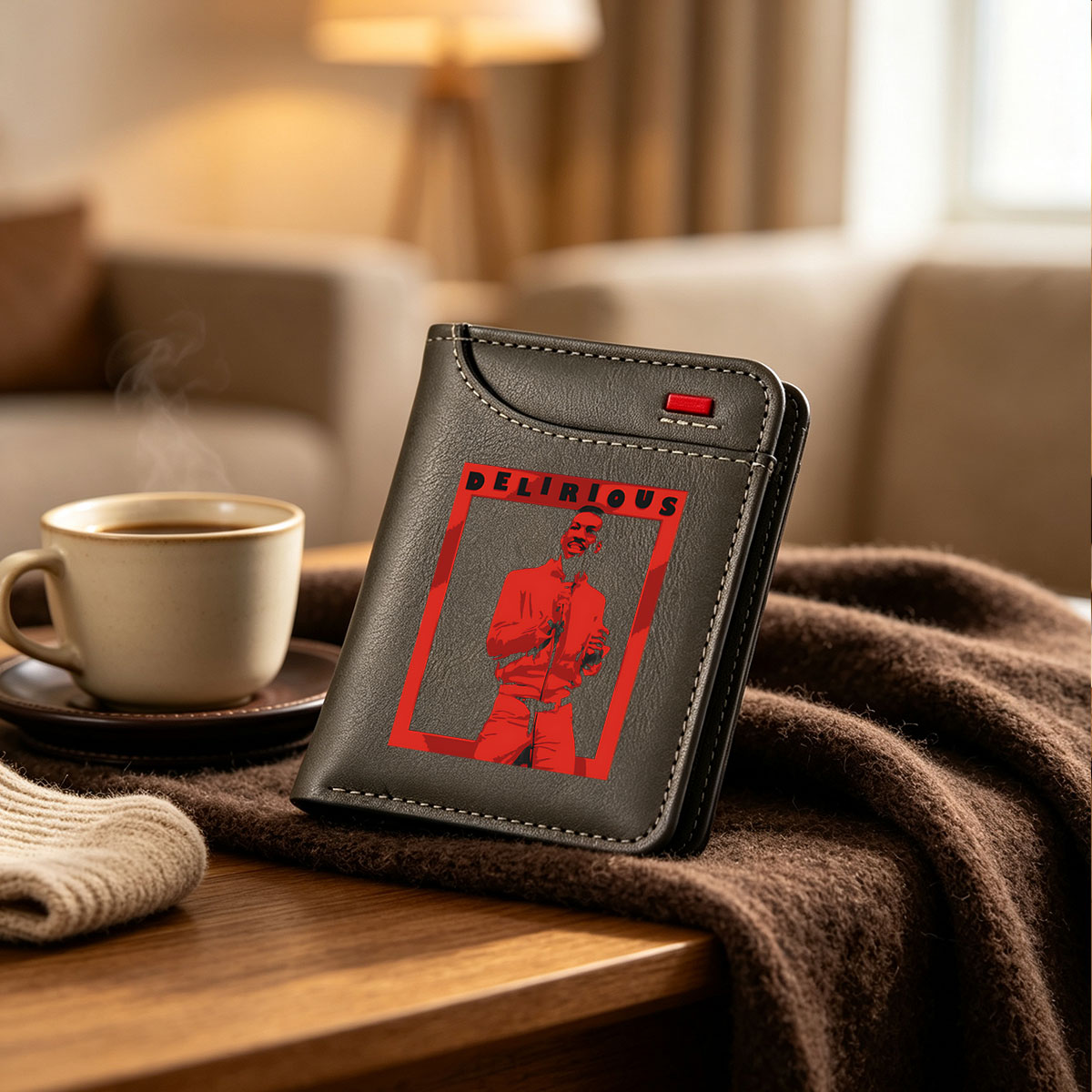 Delirious: A Stand-Up Comedy Performance by a Male Comedian on Stage - Vertical Style Wallet