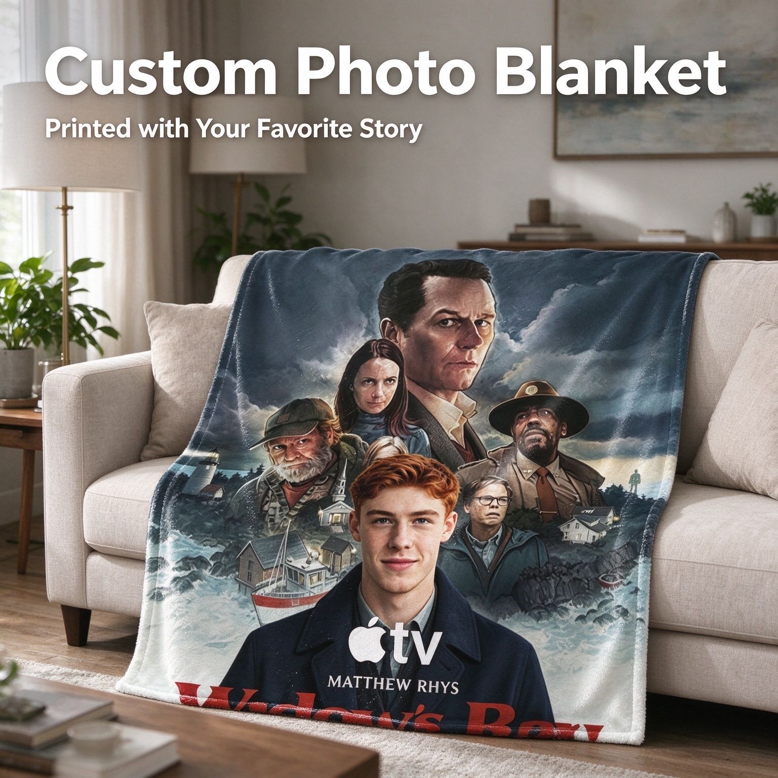 Custom Photo Flannel Blanket Personalized Face Portrait Throw Soft Warm Anti-Pilling Fleece Cover for Bed Sofa Unique